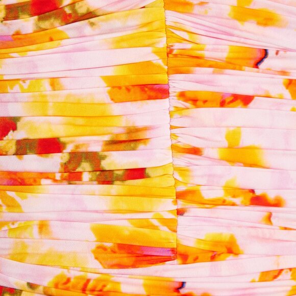 Alex Perry Dress Ruched Jersey Semi-Formal w/ Matching Gloves Pink & Orange - Picture 6 of 11